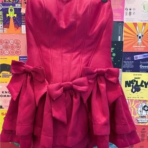 Red Bow Corset Dress Strapless Christmas LSEOUL/LSOUL LIMITED EDITION HAZE DRESS